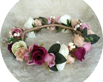 In Whimsy.. Make me Blush Maroon Flower Crown
