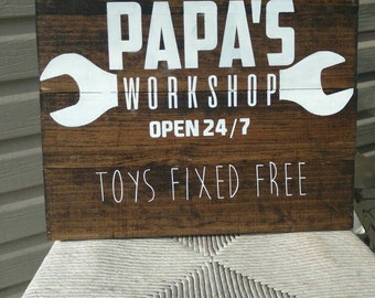 Papas workshop sign | Etsy