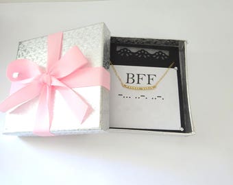 BFF Morse Code Necklace, Best Friend gold necklace, BFF Jewelry in Rose gold, Friendship Necklace in Silver, Best Friend Birthday gift