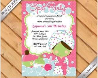 Spa Party Invitation Spa Party Invitation
