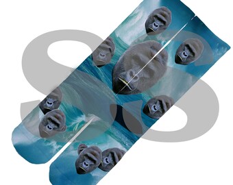 Custom Socks - Harambe Waves! Harambe Waves Ocean Gorilla Ape RIP elites elite sock