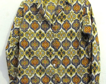 A Women's, Vintage 50's Long Sleeve PAISLEY Cotton Shirt By MACSH0RE Classics.M