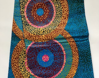 African Print Fabric/ Dutch Wax/ Ankara - Blue & Multicolored 'Sweet Manna' Design, Per Yard
