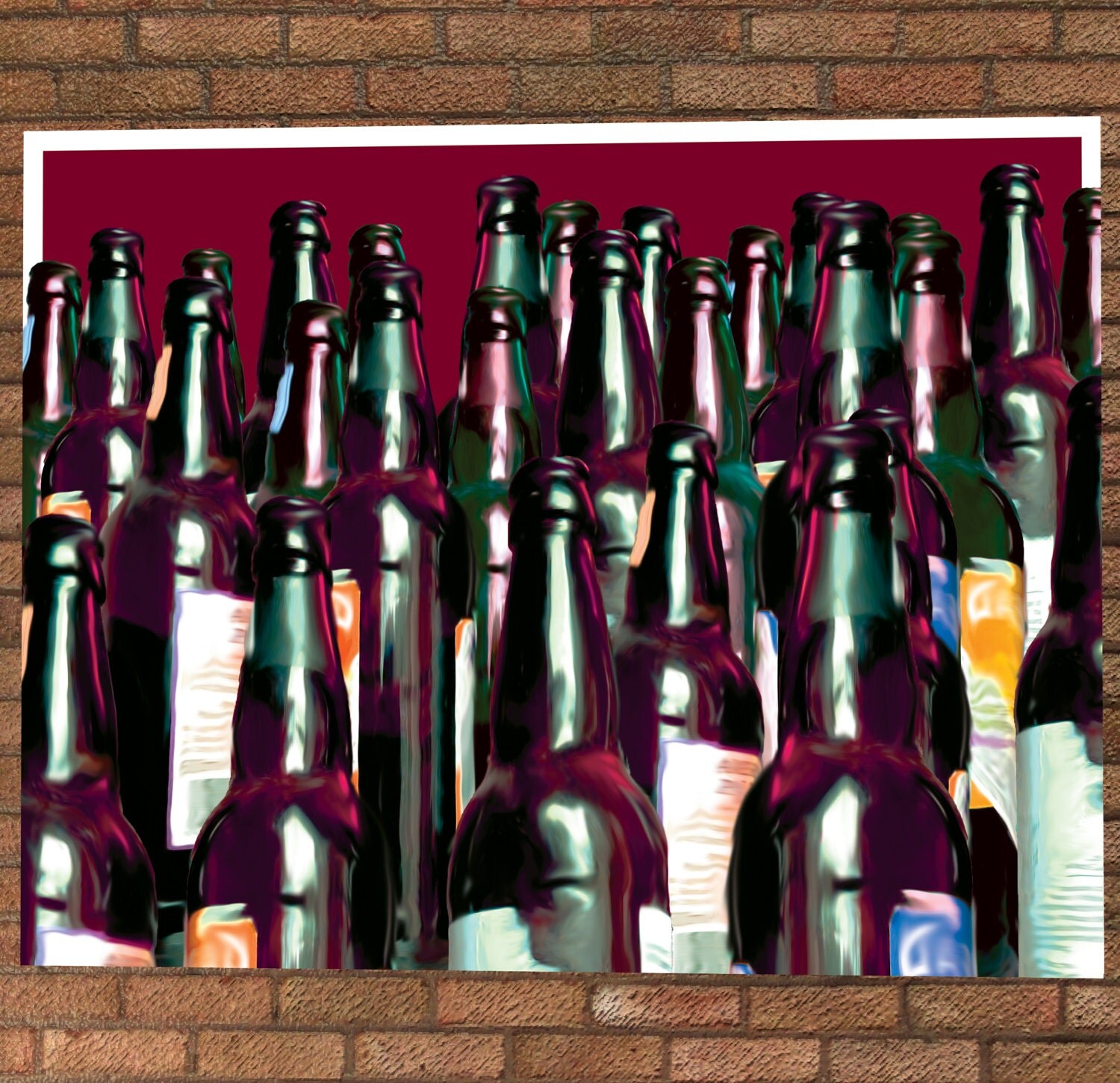 Glass Bottles Artwork Poster Print Beer Artwork Bottle