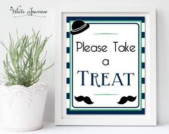 Little Man Baby Shower Sign. Mustache Baby Shower Decorations. Boy Baby Shower. Neutral Baby Shower. Baby Shower Please take a treat Sign