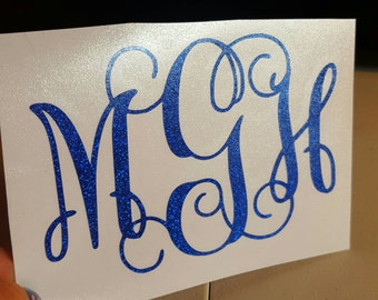 Glitter Monogram Decal, Monogram Glitter Decal, Monogrammed Glitter Decal, Decal, Glitter Decal, Car Decal