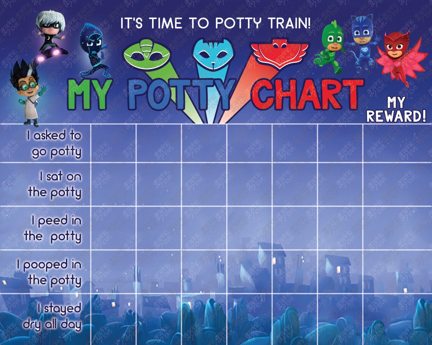 Printable PJ Masks Potty Training Chart Set, FREE Punch Cards 