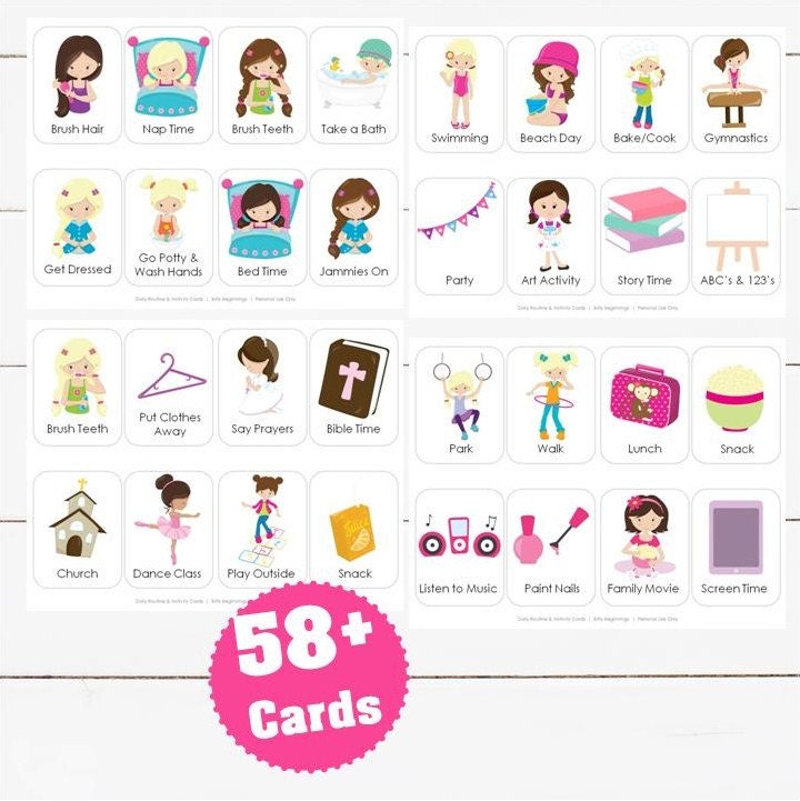 Daily Routine & Activity Cards for Girls