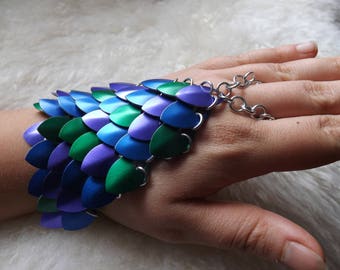 Scalemail Handflowers - Slave Bracelets - Hand Bracelets - Chainmaille and Scalemaille - Made to Custom Order