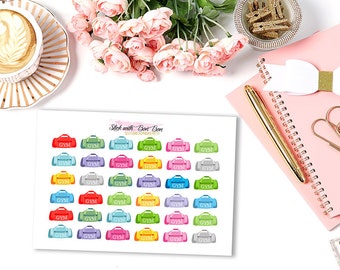 Gym Bag rainbow colour planner stickers || Erin Condren Life Planner, Kikki K, Plum Paper Planner