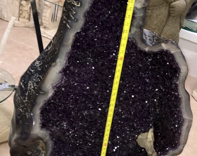 Amethyst Geode Fully Polished w/ HUGE Calcite Point 45" Tall X 25" Wide Home Decor \ Metaphysical \ Fung Shui \ Crystal \ Home Decor \ Reiki