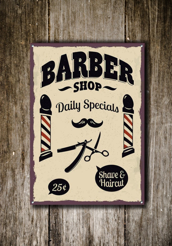 Barber Shop Sign Metal Sign Barber Shop Signs Vintage