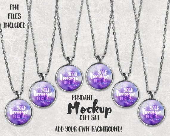 Download Round bezel setting pendant mockup template Necklace party