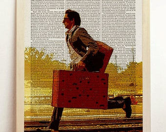 The Darjeeling Limited Print Wes Anderson Movie Poster Film Retro Alternative Vintage Art Upcycled Decor Book Dictionary