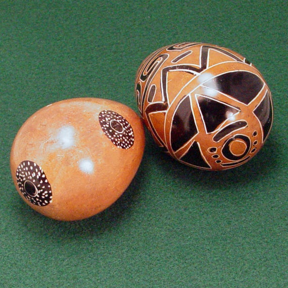 Vintage Hand Carved and painted Decorative Stone Eggs Set of