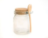 5 Glass Jars with Mini Wooden Spoon | Jars for Spa Products | DIY Spa Kits | Glass Jar with cork Set | Stash Jars