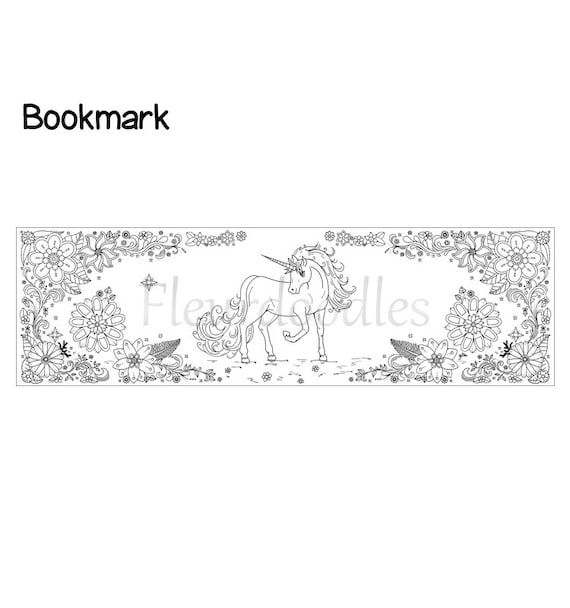  bookmark  Unicorn  adult coloring  page  printable adult