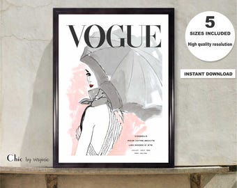 Vogue Poster, Print, Vogue Cover 1950 Poster, Instant Download, Vogue Printable Art, Wall Art, Original Art, High Resolution Art Work