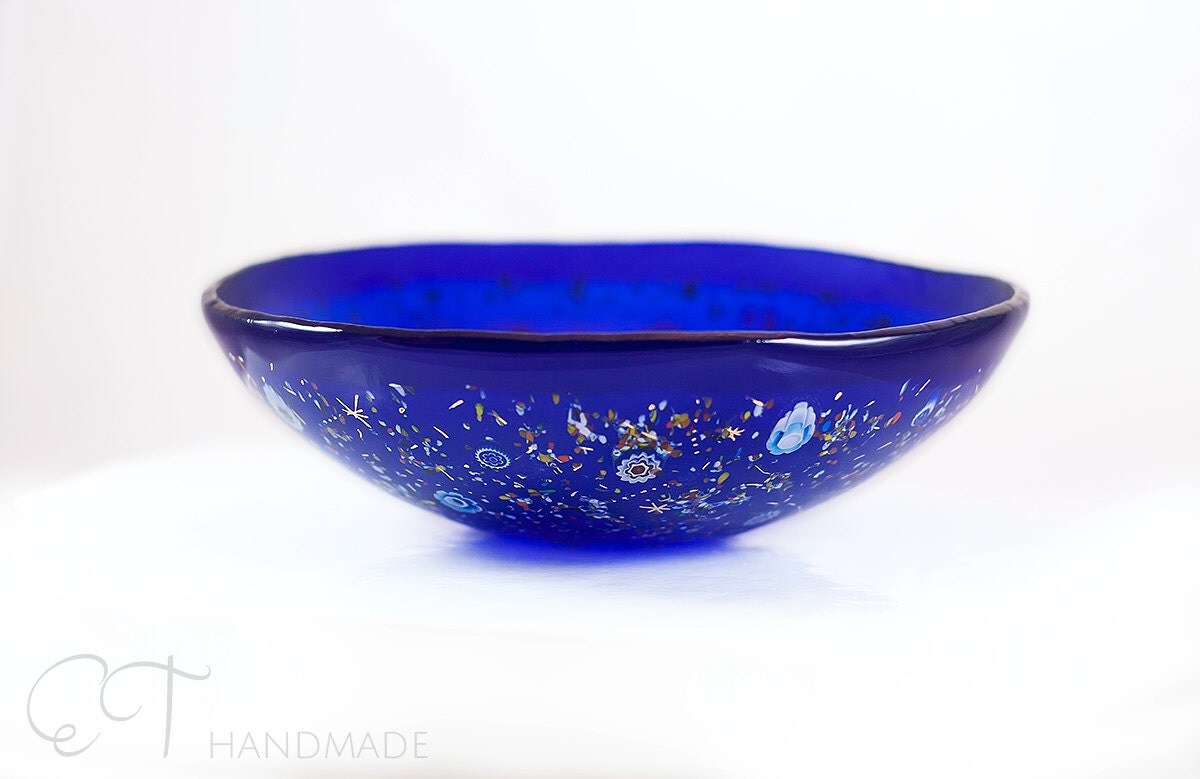 Cobalt blue Murano glass serving bowl Individual salad bowl