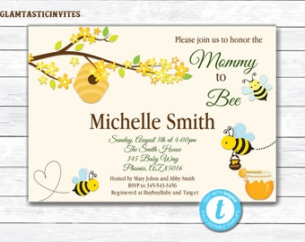Bee Baby Shower Invitation, Baby Shower Invitation, Bee and Honey Comb, Baby Shower, Bee Shower Invitation, Bee Invite, YOU EDIT, Template