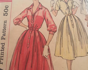 Vintage 50s Simplicity Slenderette 2412 Dress Pattern-Size 12 (32-25-34)