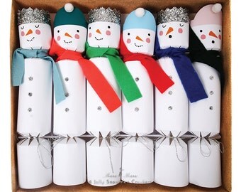 Snowman Christmas crackers. Set of 6. Holiday crackers. Christmas party favors. Holiday poppers. New Year's party.