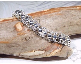 Chain Maille Bracelet, Centipede Vertebrae Weave, Silver Plated, Chain Mail Weave, Chain Maille Jewellery, Mothers Day, Birthday Gift, Links