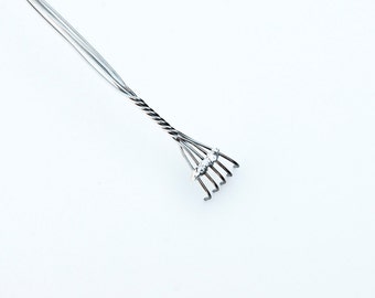 Silver Fingers backscratcher, handmade with stainless steel and silver trim