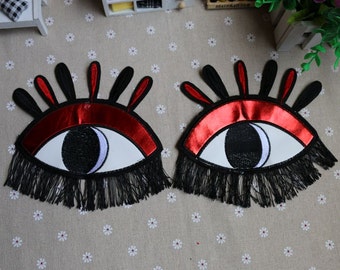 A Pair of Eye Embroidered Applique Patch,Vintage Eye Patch for Clothing or Dress,Decoration Embroidery Appliques