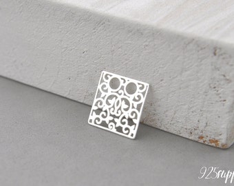 925 Sterling Silver square, square pendant, square charms, square, square silver, rosette, rosette silver, rosette pendant, rosette charms