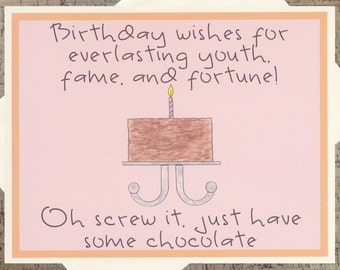 Funny Birthday Card, Birthday Cake Card, Chocolate Card, Sarcastic Card, Funny Card, Birthday Card, Chocolate Lover, Friend Birthday Card