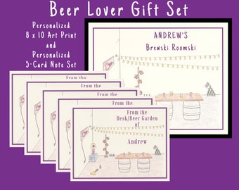 Personalized Gifts For Men, Beer Gift, Mens Stationery, Gift Sets, Personalized Stationery Set, Beer Lover, Gift For Men, Personalized Gifts