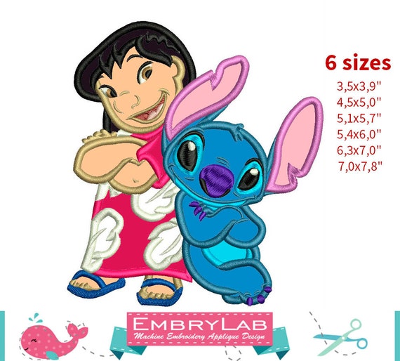 Applique Lilo & Stitch. Machine Embroidery Applique Design.