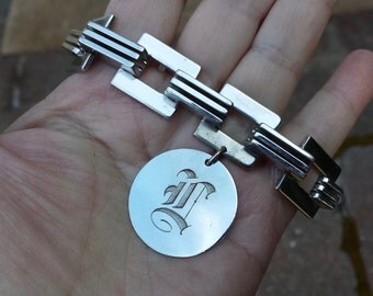 Vintage Monet Modernist Bracelet Sterling Charm