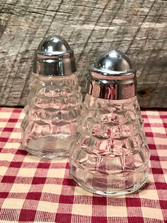 Fostoria American Clear Salt and Pepper Shaker with Chrome