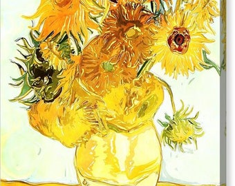 SUNFLOWERS VAN GOGH Canvas Art Print - Size 30x20 Inches
