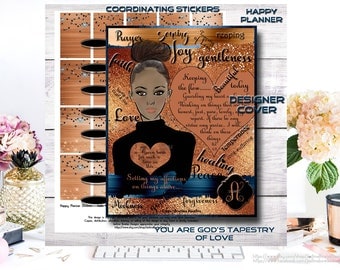 Happy Planner Cover, Christian Women, African American, Printable Planner Cover, Custom name Planner, Personal use 028kfb-fos-glamcoppru