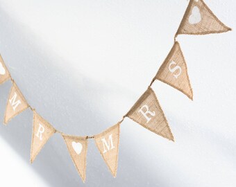 MR and Mrs Burlap Banner Rustic Wedding Banner Photo prop reception Burlap Wedding Banner