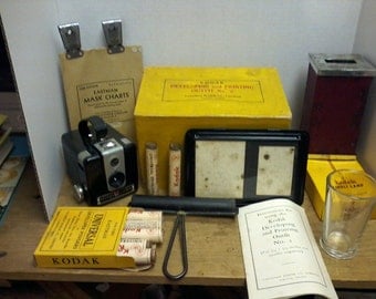 Kodak Developing and Printing Outfit No. 2 and Brownie Hawkeye Camera
