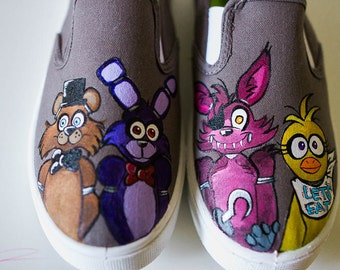 Five Nights at Freddy's Custom Shoes, Freddy Fazbear and Friends Handpainted Shoes