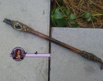 Black Tourmaline Dragon Tail Wand-Wiccan-Reiki-Healing.Protection