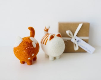 Two cute toys, ginger cats, wool felted cats, natural baby gift, wool cats, needle felted animal, collectible miniatures, orange nursery