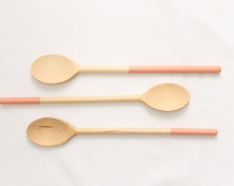 Coral Color Block Wooden Spoon