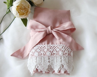 Light Blush Women Kimono Robe(with lace trims)-Bridesmaid Kimono Robe-bridesmaid Gift-wedding party bridal party Gift