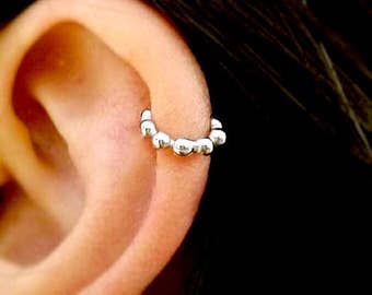 Simple Cartilage Hoop, 925 silver, circle Tragus piercing, helix endless hoop, triple helix hoop earrings, tear droplets hoops 6mm, 7mm, 8mm