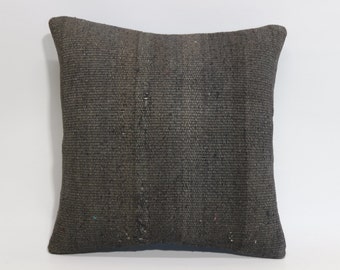Decorative Kilim Pillow 18x18 Turkish Kilim Pillow Grey Overdyed Pillow Cover Bohemian Kilim Pillow 18x18 - 45x45 cm SP4545-959
