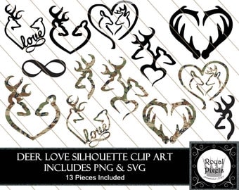 Hunter's Love Silhouette Clip Art Set - 13 Piece - 7 inches - Browning Symbol - Infinity Sign - Instant Download - Printable - PNG & SVG #98