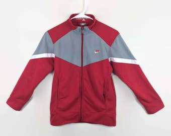 NIKE track jacket / retro style womens small coat / vintage hiphop track neon ski running windbreaker jacket nike ski red colorblock nike