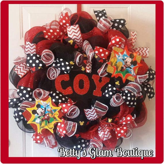 Mickey Mouse Inspired Wreath Mickey Mouse Deco Mesh Wreath