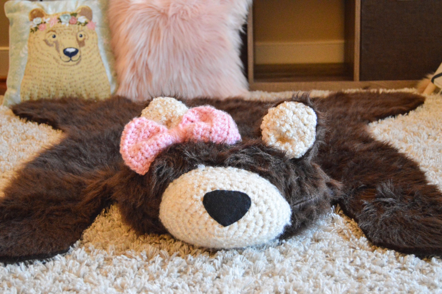 Bear Rug / Faux Bear Rug / woodland nursery / Baby by ClaraLoo